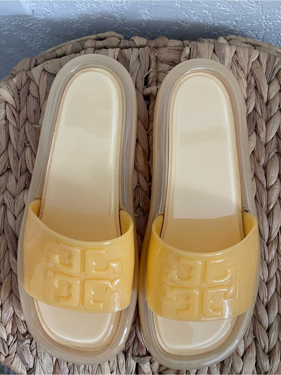 Tory Burch Shoes - Tory Burch Yellow Patent Slide Mules
